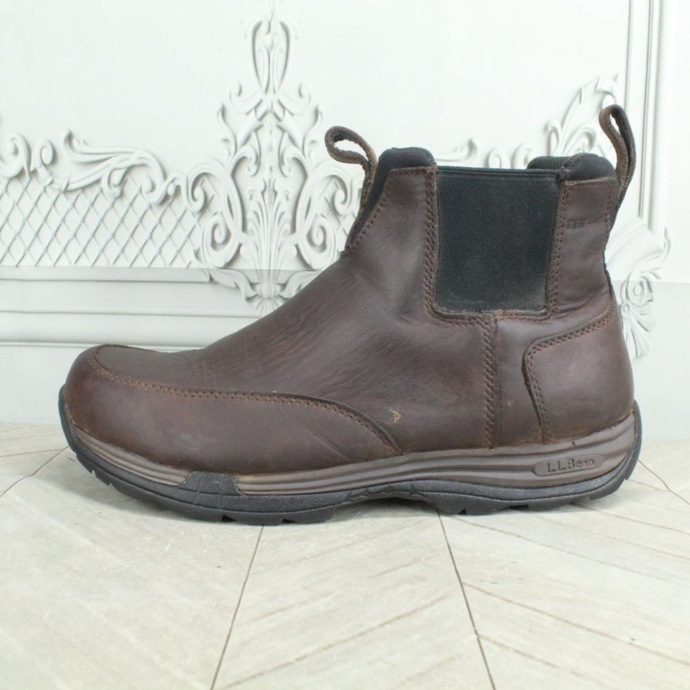 LL Bean Brown Leather Rugged Traverse Insulated Chelsea Trail Boots 11 M - Picture 1 of 10